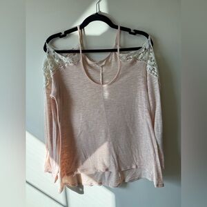 Altar'd State Blush Cold Shoulder Lace Top